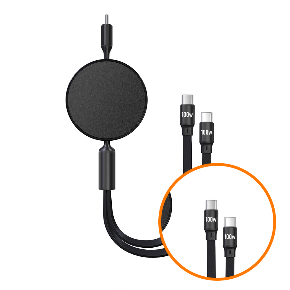 릴 케이블 2in1 PD 100W C타입 2개 멀티포트 듀얼 CtoC USB C 동시충전 - 상품 이미지