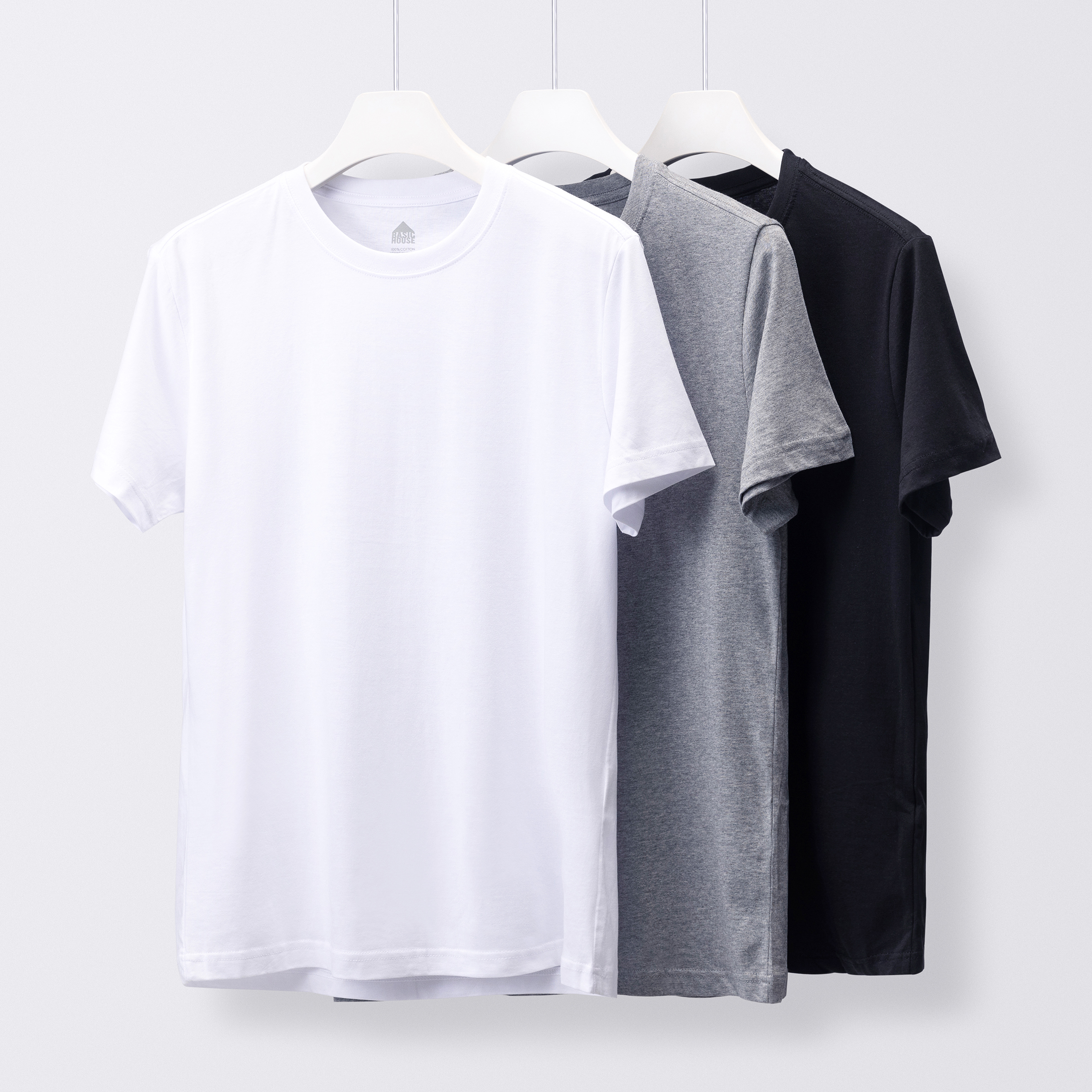 베이직하우스 2SET 고밀도 면 20수 레귤러핏 반팔 티셔츠 - 상품 이미지