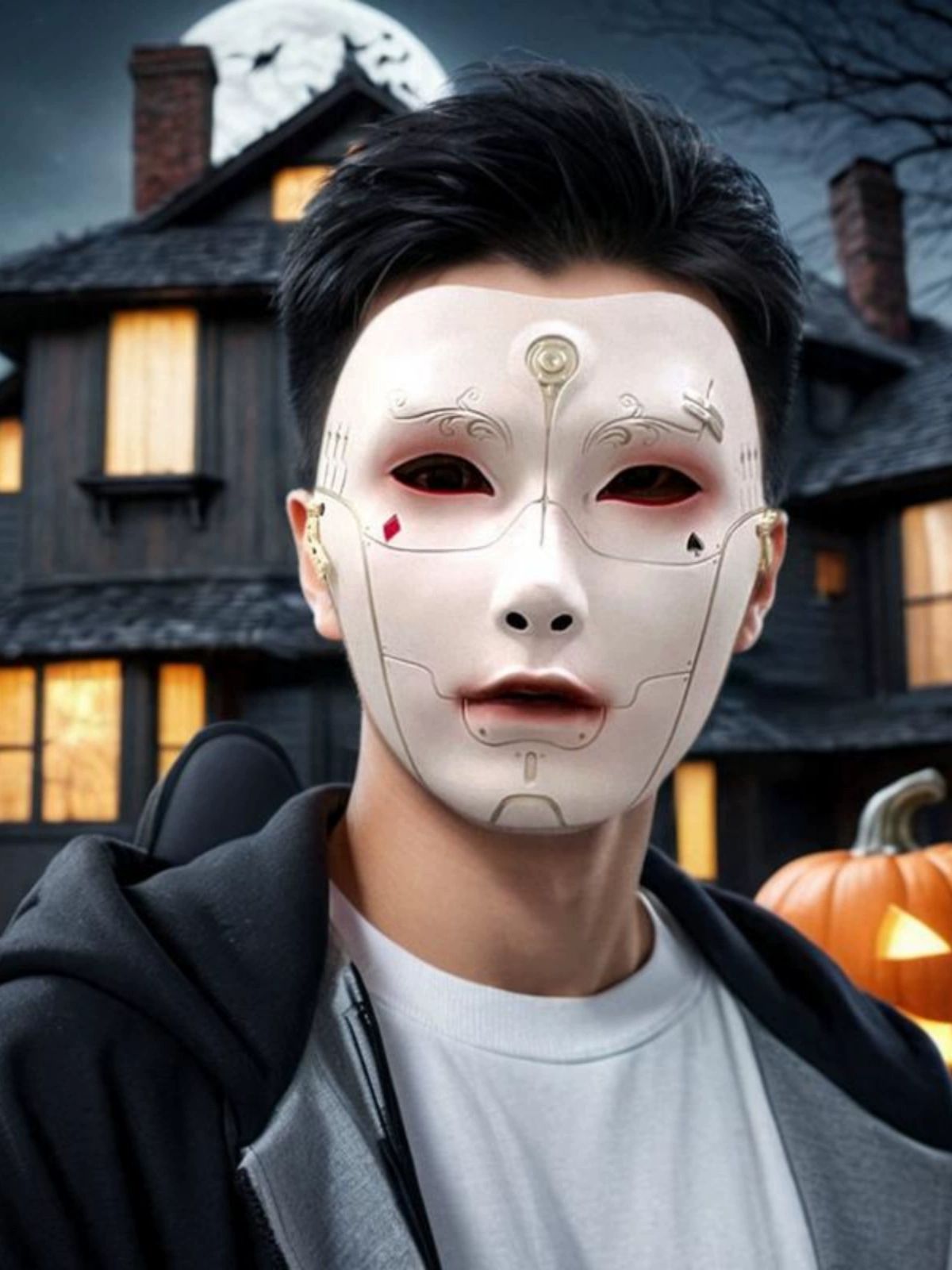 가면 마스크 할로윈 풀페이스 소품 코스프레 파티 남성 퍼포먼스 공연 흑색 - 상세 이미지 3