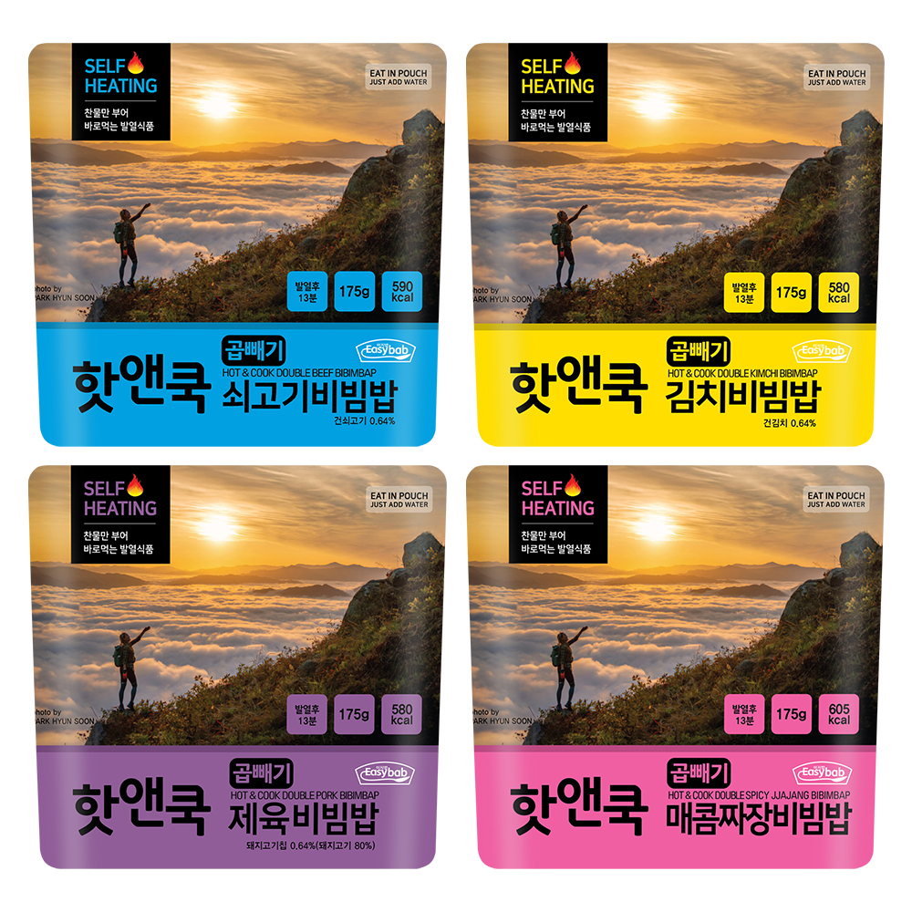 핫앤쿡 곱빼기 비빔밥 4개 랜덤 세트 발열도시락 비화식 전투식량 비상식량
