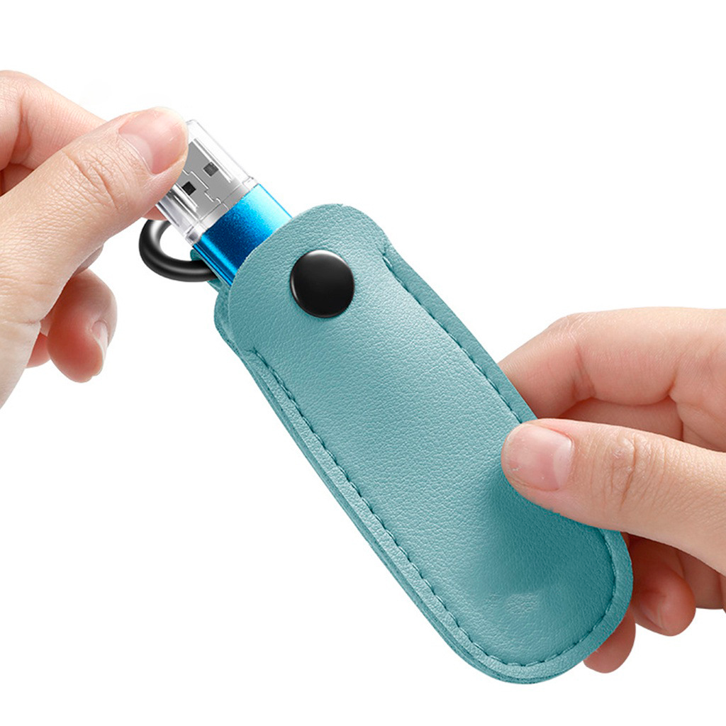 USB 키링 고리 줄 끈 OTP 보안카드 유에스비 가죽 파우치 보관 - 상세 이미지 3