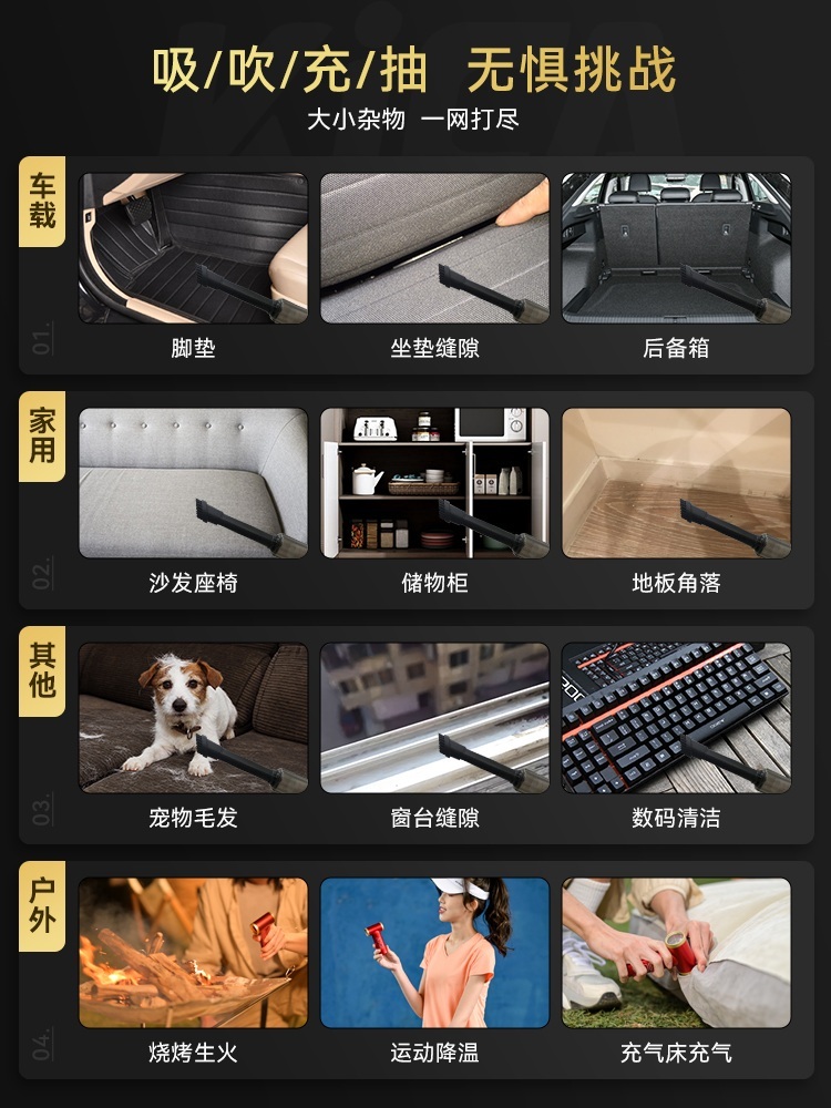 제트팬 송풍기 무선 내부 에어 청소 터보팬 소형 선풍기 제트 흑인세대 - 상세 이미지 5