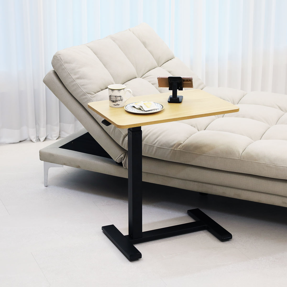 일루일루 오텐션 H01 유압식 높이조절 쇼파 테이블 이동식 침대 사이드 접이식 협탁