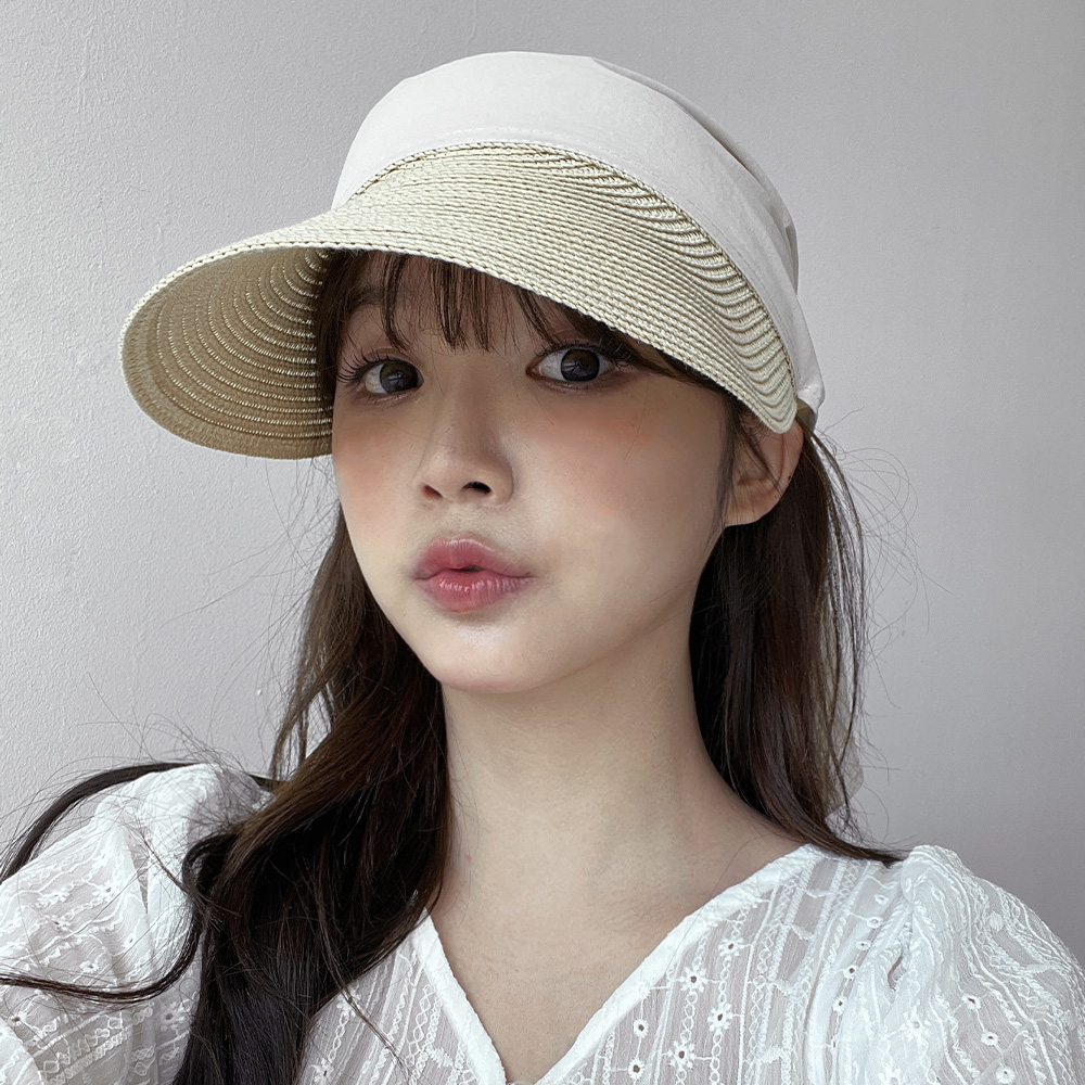 스카프 밀짚 썬캡 햇빛 가리개 자외선 차단 여성 썬캡모자 - 상세 이미지 2