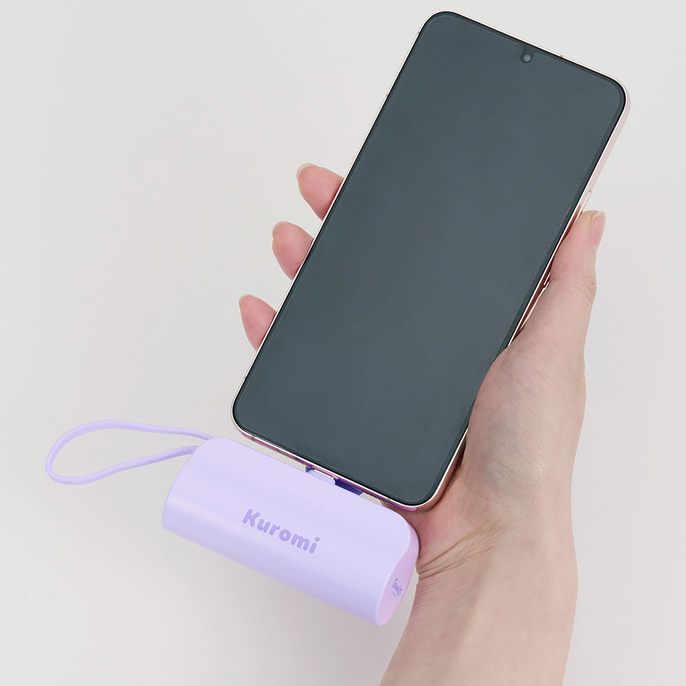 산리오 캐릭터즈 도킹형 보조배터리 C타입 메인 8핀 서브 기내반입 5000mAh, 파스텔바이올렛 - 상세 이미지 4