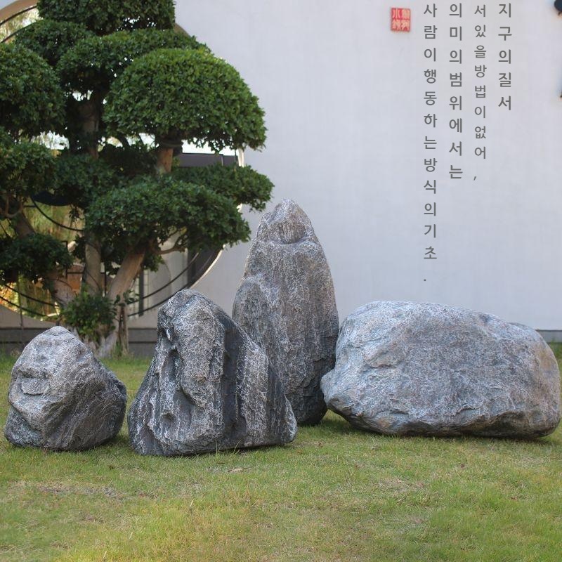 정원용 가짜 이끼 돌 장식, 타이산석 모양의 유리섬유 정원 장식품, 대형 조경용 데코 스톤 스톤당 - 상세 이미지 2