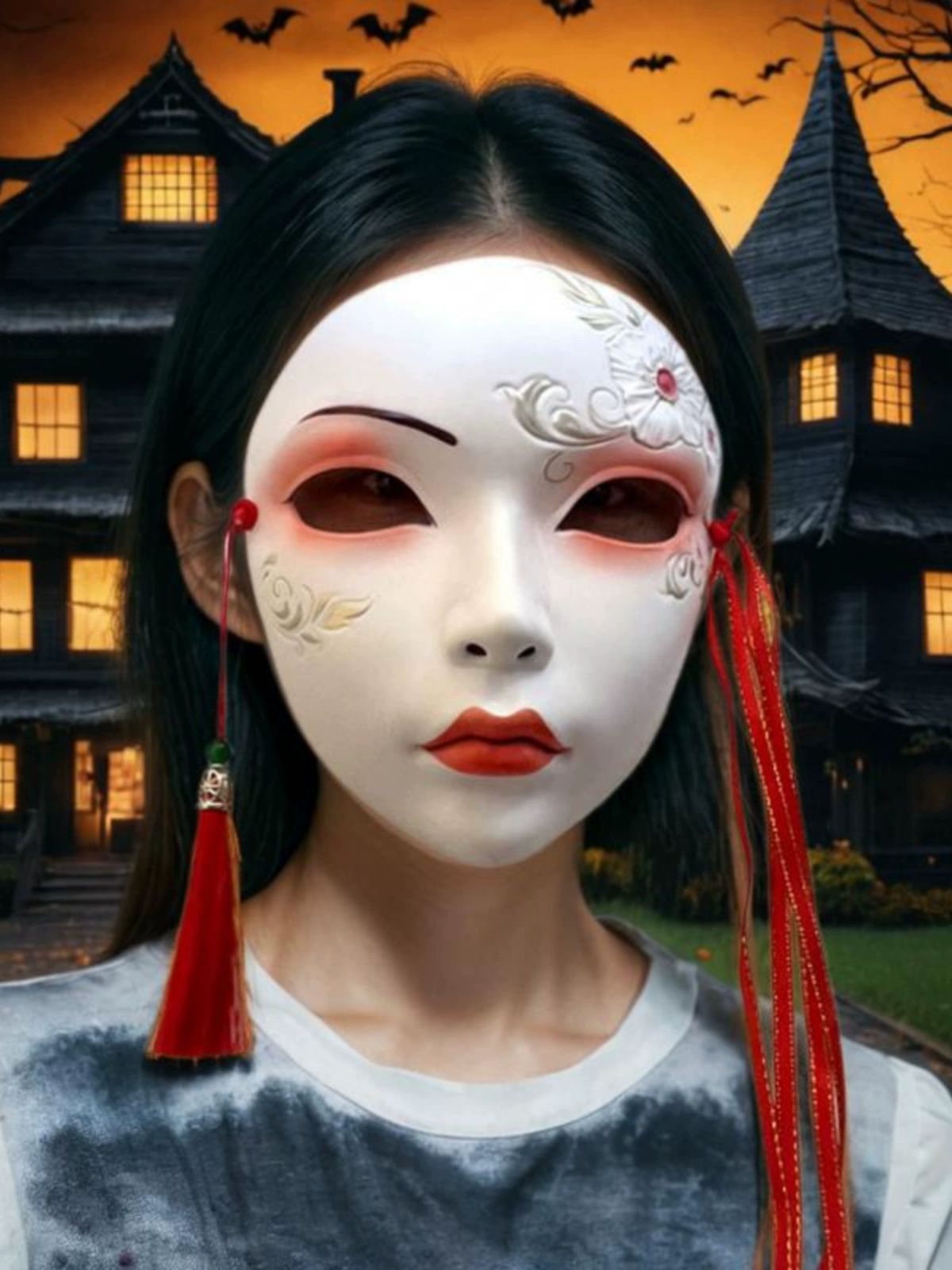 가면 마스크 할로윈 풀페이스 소품 코스프레 파티 남성 퍼포먼스 공연 흑색 - 상세 이미지 5