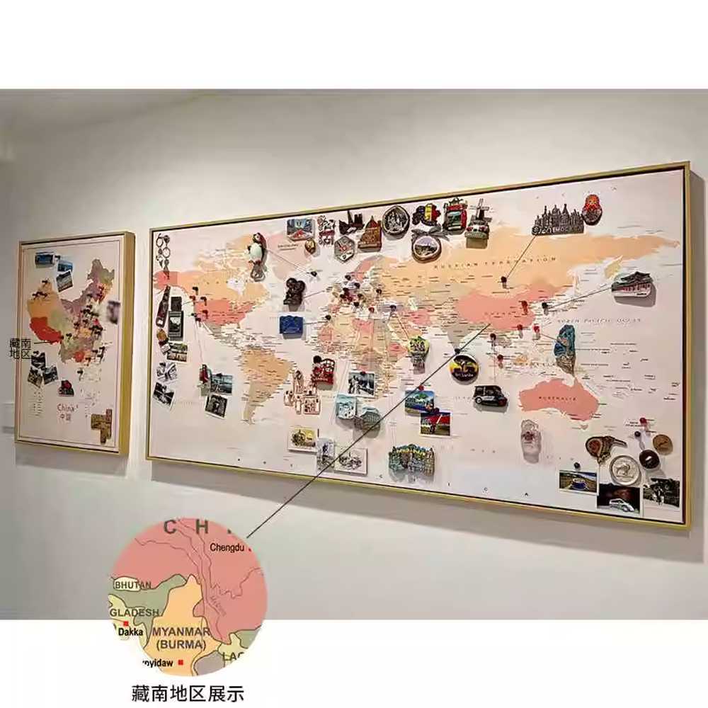 세계지도 타공판 벽면 자석판 대형 그림 보드 마그넷 160x80cm - 상세 이미지 2