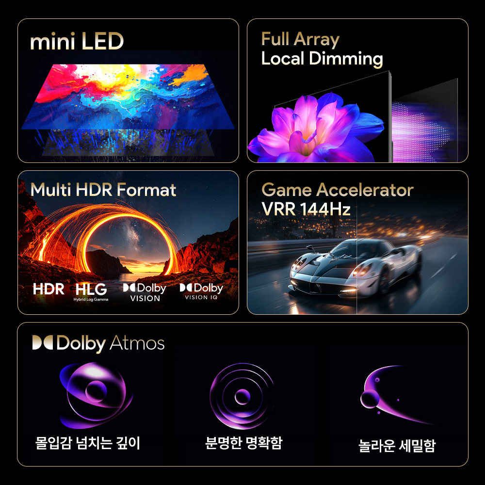 스마트 티비 165cm(65인치)TV, MINILED 게이밍 144Hz, 고객직접설치 - 상세 이미지 4