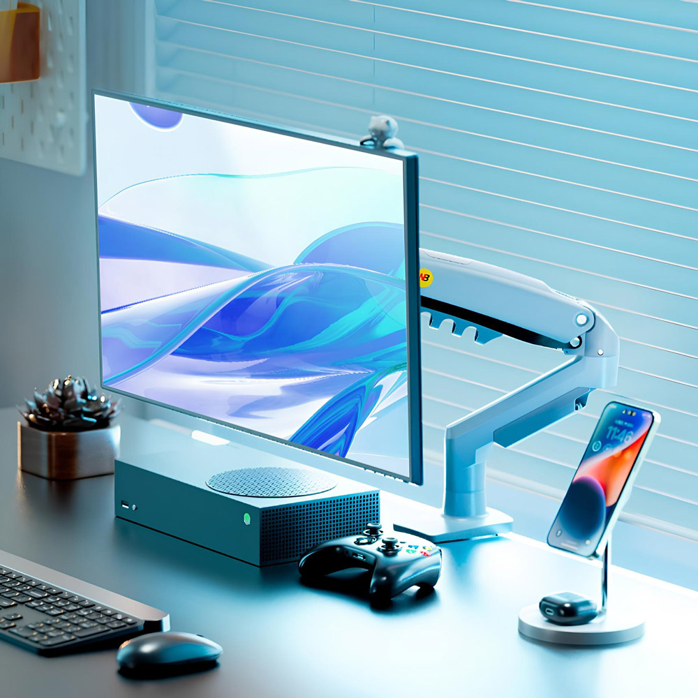 노스바유 NB F80 싱글 모니터암 거치대 걸프 블루