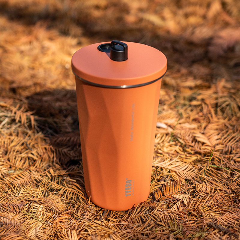 TYESO 올스텐 텀블러 대용량 빨대 텀블러 보냉 보온 캠핑 직장인 운동 600ml, 오렌지 - 상품 이미지