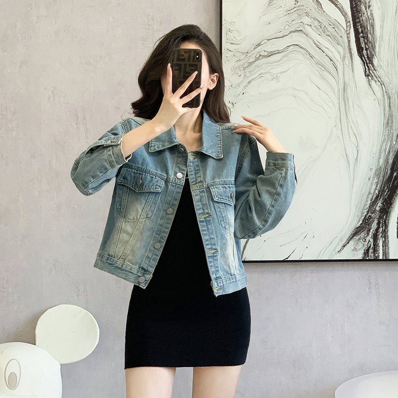 봄 가을 여성 오버핏 베이직 청자켓 간편한 데일리룩 워싱 코튼혼방자켓 라이트블루 - 상세 이미지 3