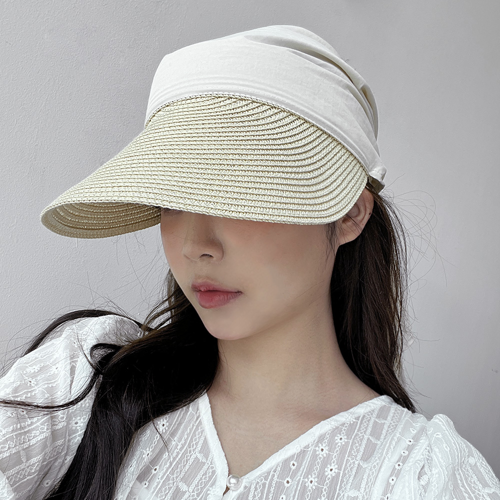 스카프 밀짚 썬캡 햇빛 가리개 자외선 차단 여성 썬캡모자 - 상세 이미지 3