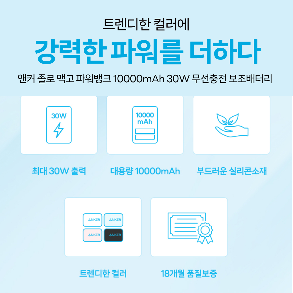 앤커 졸로 맥고 파워뱅크 10000mAh 30W 무선충전 보조배터리 A1684 - 상세 이미지 3