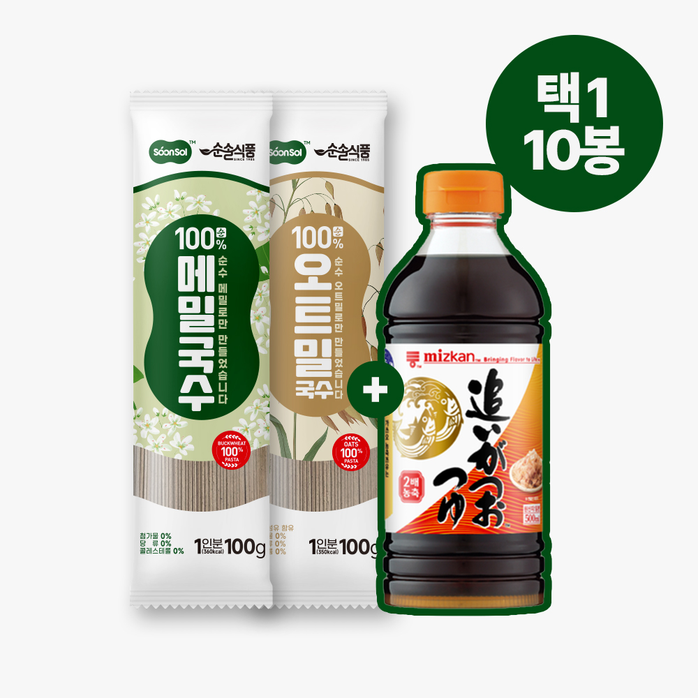 [순솔X미쯔칸] 순솔 100% 메밀국수 오트밀국수 X 미쯔칸 농축쯔유 500ml 소바 세트