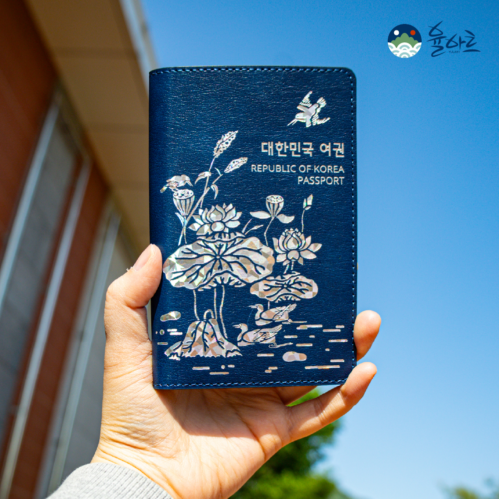 자개여권지갑 여권케이스 호작도 작호도굿즈 연화도실버 - 메인 이미지