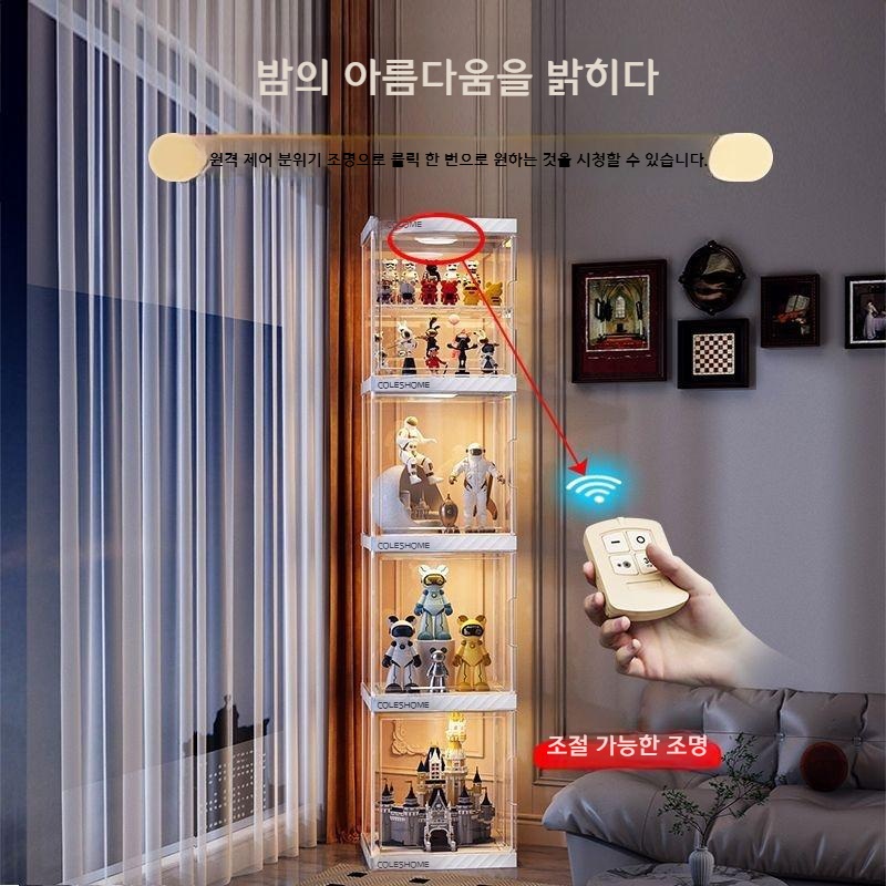 투명 피규어 진열장 아크릴형 전시 케이스 모형 인형 장식장 수납 진열 선반 인테리어 전시용 가구 단일셀 40cm 8단(4단) - 상세 이미지 5
