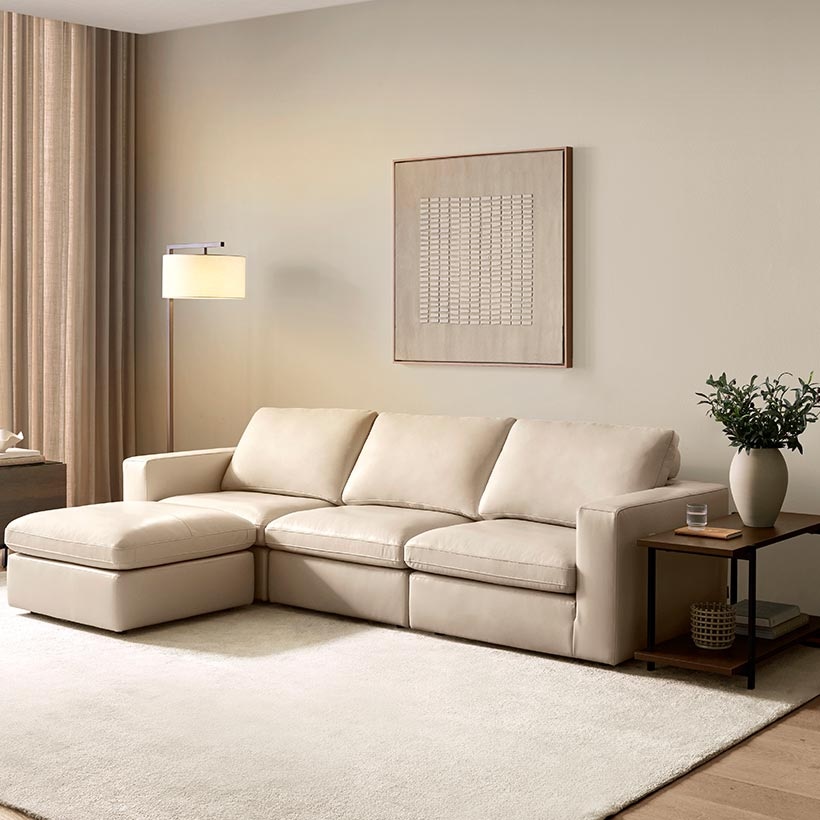 까사미아 캄포레더 쁘띠 스툴포함, 라이트그레이, 4인용