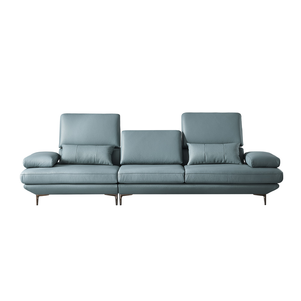 쉐우드가구 테소로 이태리 천연통가죽 모듈형 스윙 소파 스툴미포함, 크림, 4인용