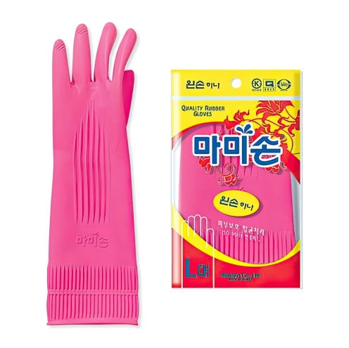 마미손 왼손 고무장갑 (대) 주방 설거지 한손 긴 고무장갑 9036 - 메인 이미지