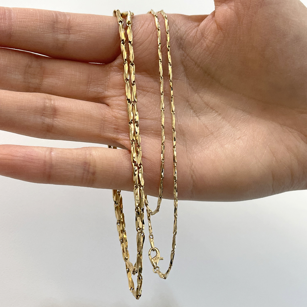 14K 18K 2mm 컷팅 꼬임 대나무 체인 목걸이 줄 레이어드 여자 선물 데일리 - 상세 이미지 5