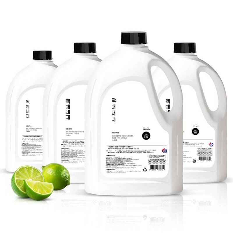 바른세탁소 액체세제 라임향 2.5L 4개 세탁세제 순수크린 : 허니밸 글로벌