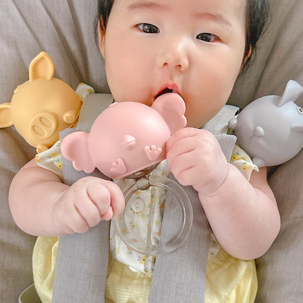 꼬꼬노리 쿠비 딸랑이 치발기 국산 열탕소독 실리콘 오감발달 신생아 장난감 아기 백일 선물