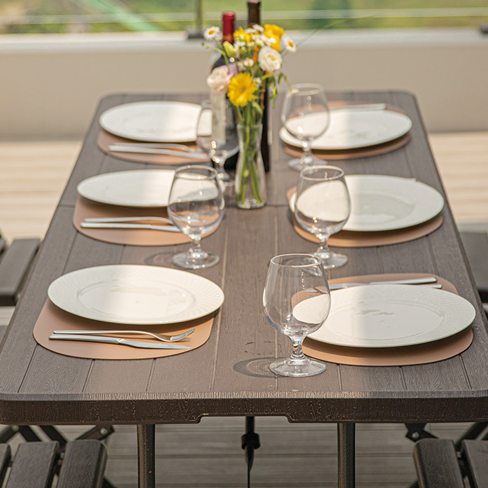 로티캠프 접이식 테이블 1800 폴딩 간이 식탁 입식 브로몰딩 다용도 다크브라운