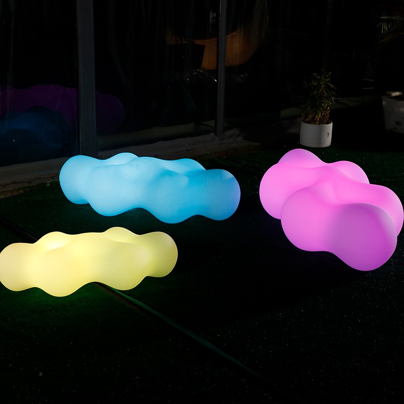 발광 조약돌 의자 구름 야외 벤치 LED 라이트 체어 충전식 80x61x46CM - 상세 이미지 4