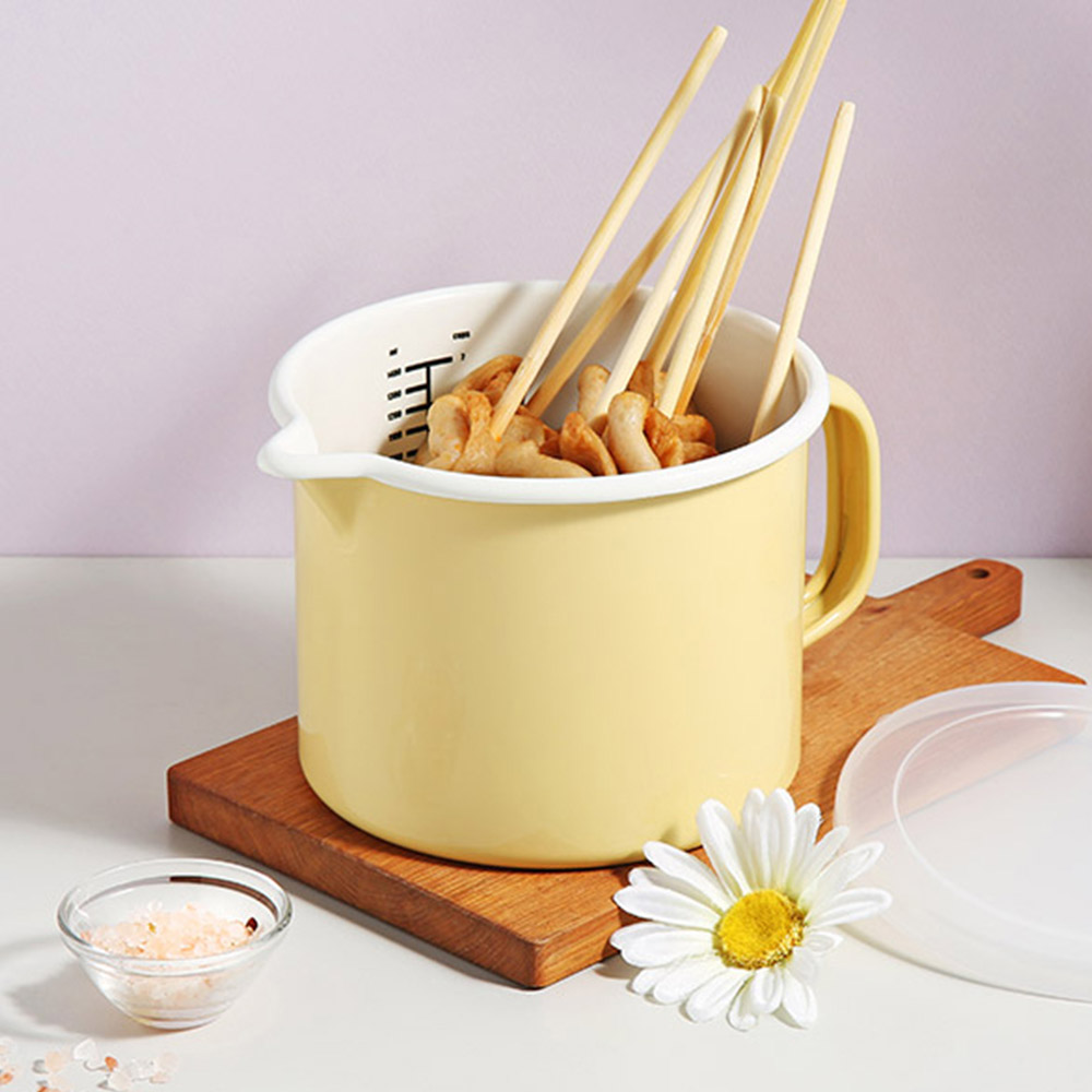 이유식냄비 1인용 밀크팬 편수 손잡이 멀티 라면냄비 15cm, 버터옐로우