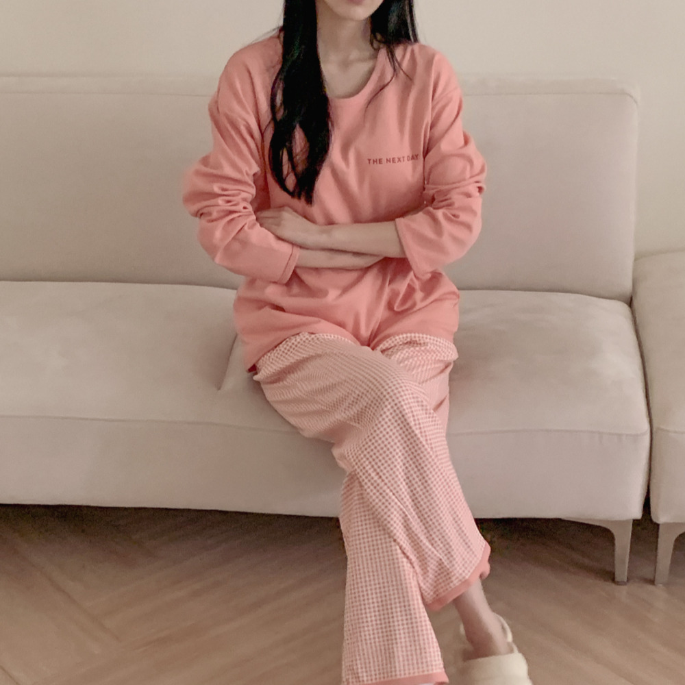 B급상품 캡내장잠옷 4COLOR 순면 면100 노브라 이너캡 여자 홈웨어 여성 파자마 세트 - 상품 이미지