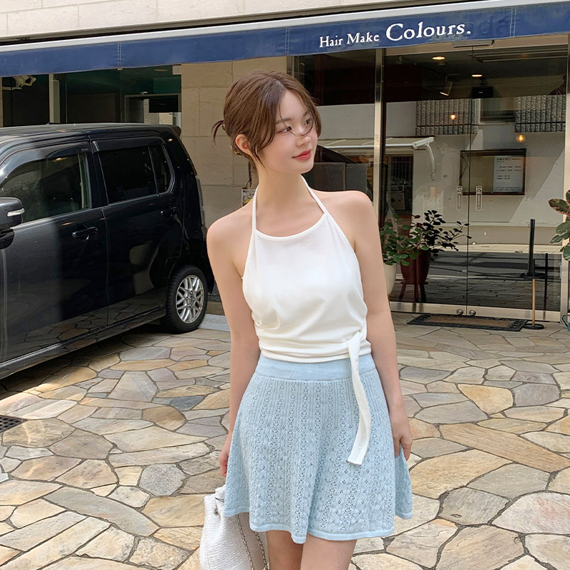 로렛 백트임 골지 홀터 레이어드 크롭 나시 ts4507 - 상세 이미지 3