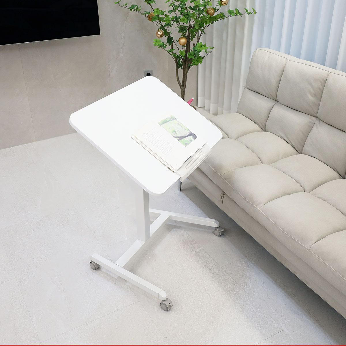 일루일루 오텐션 T01 유압식 높이조절 테이블 이동식 노트북 스탠드 강의실 보조 책상