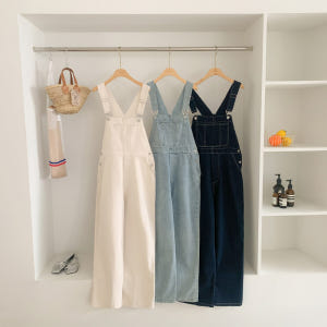 코튼 멜빵 오버롤 와이드 팬츠 op16023 착용 후기 | 사이즈/핏 총정리 - 상품 이미지 4