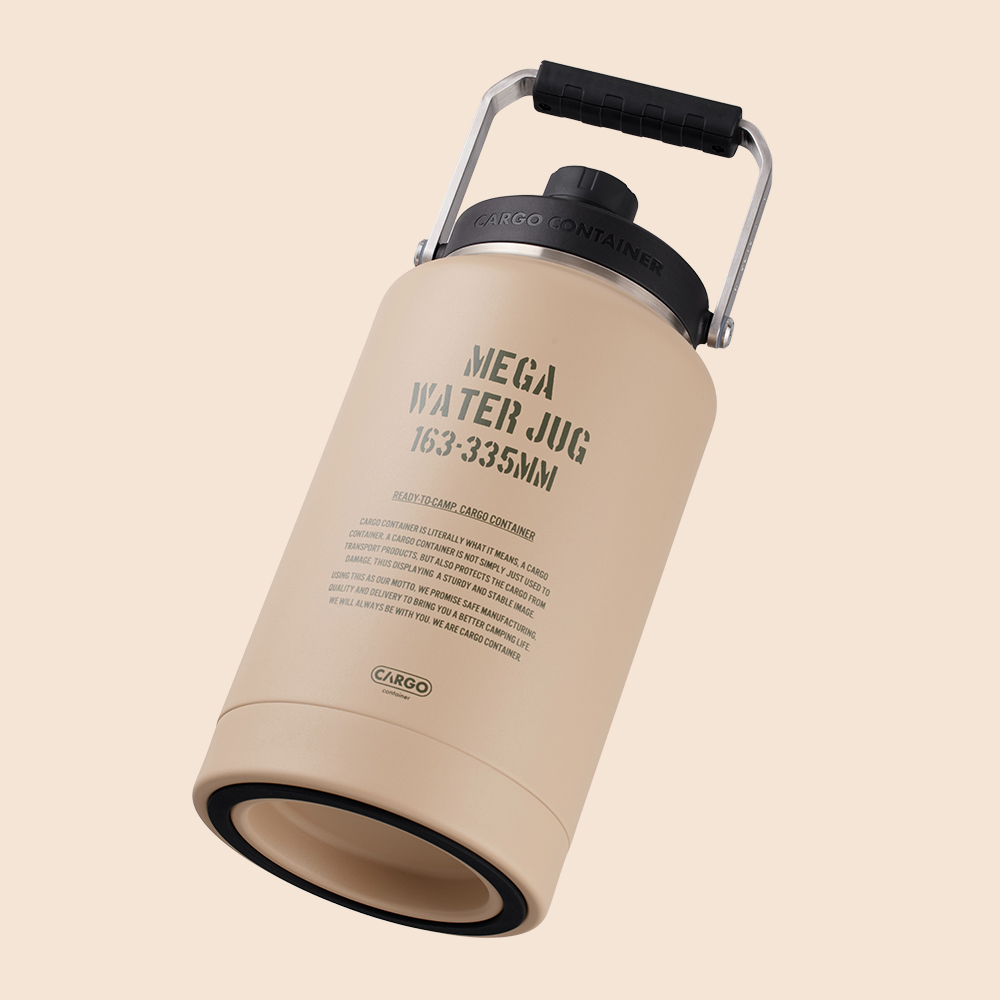카고컨테이너 캠핑 워터 저그 얼음통 휴대용 텀블러 3.8L, 베이지