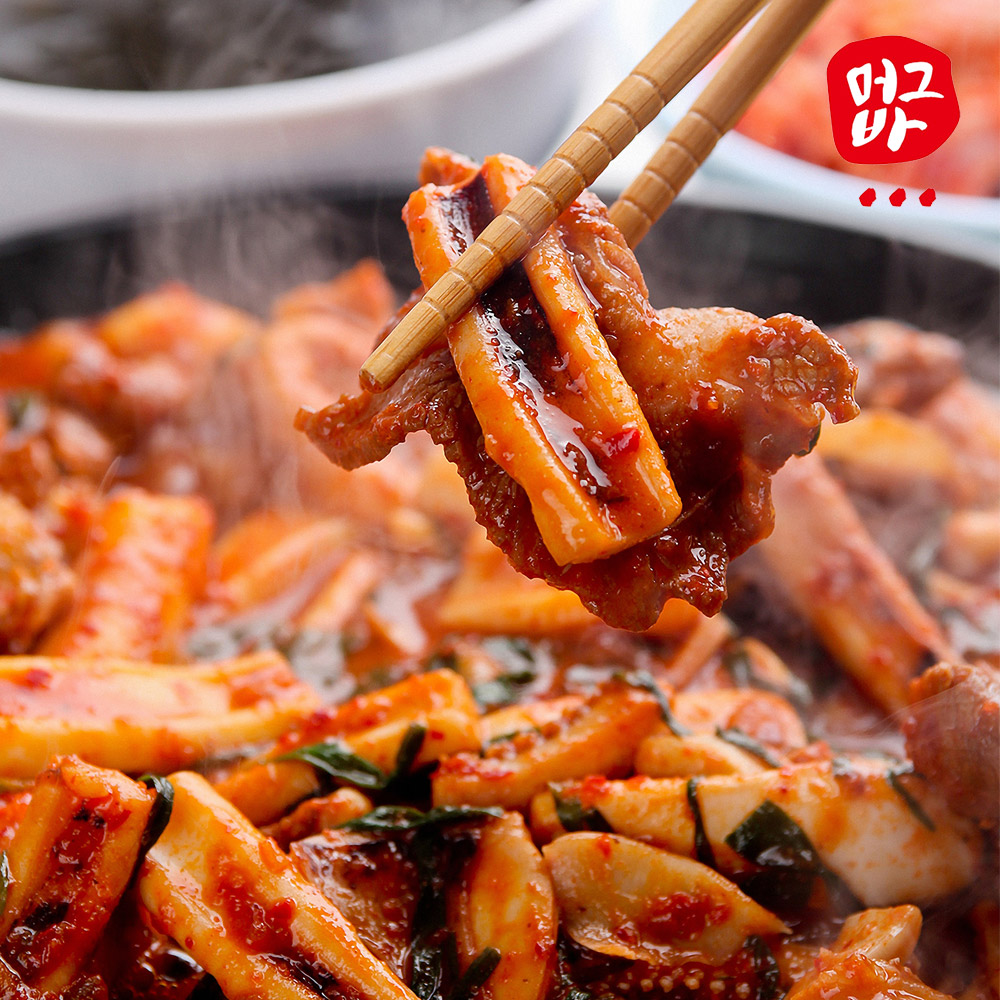 직화 오징어 삼겹살 볶음 오삼불고기 캠핑 음식 매운 불맛 집들이 요리 350g, 1개 - 상품 이미지
