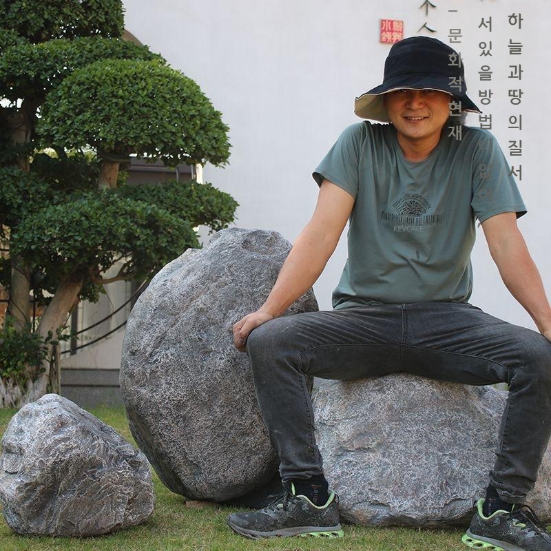 정원용 가짜 이끼 돌 장식, 타이산석 모양의 유리섬유 정원 장식품, 대형 조경용 데코 스톤 스톤당 - 상세 이미지 4