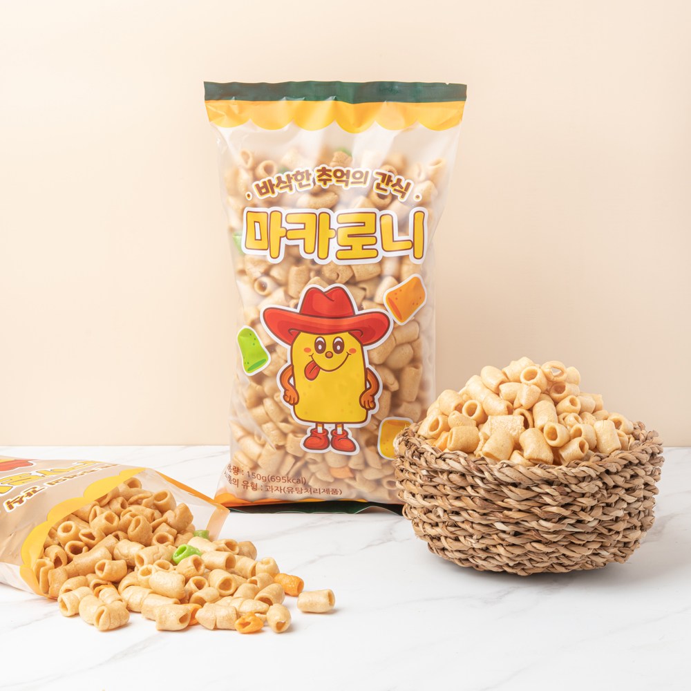 마카로니150g 3봉 + 감자로니150g 3봉 소포장뻥튀기 옛날과자간식 감자맛 오리지날맛 - 상세 이미지 4