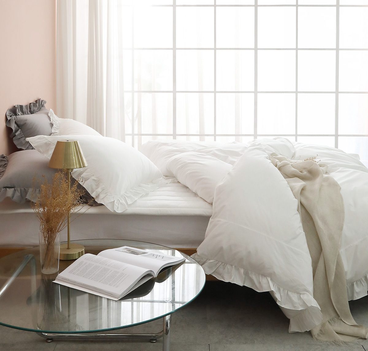 호텔침구 이불세트 코튼 60수 그레이 알러지케어 사계절 라지킹이불 침구세트 K