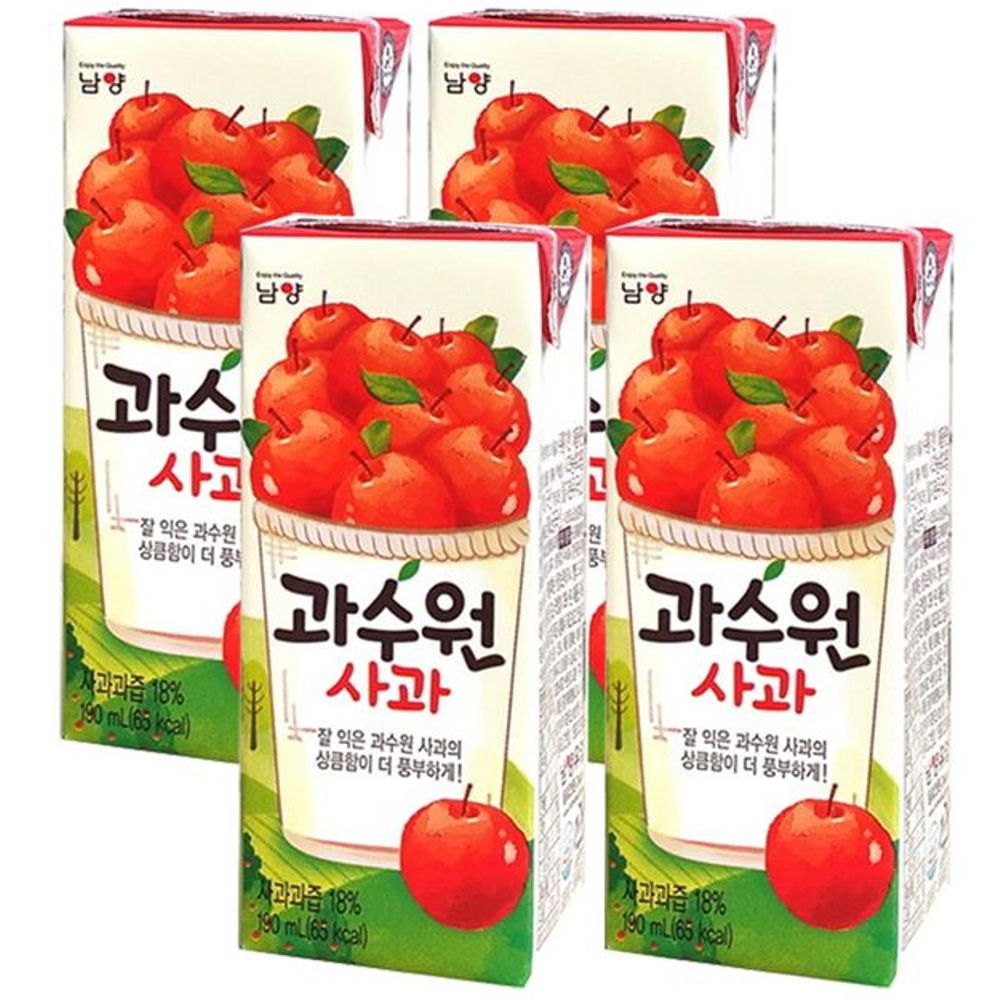 사과 과즙 음료 사무실용 남양 과수원 음료 190ml 72팩 24팩x3박스 : 꿈꾸는윌리