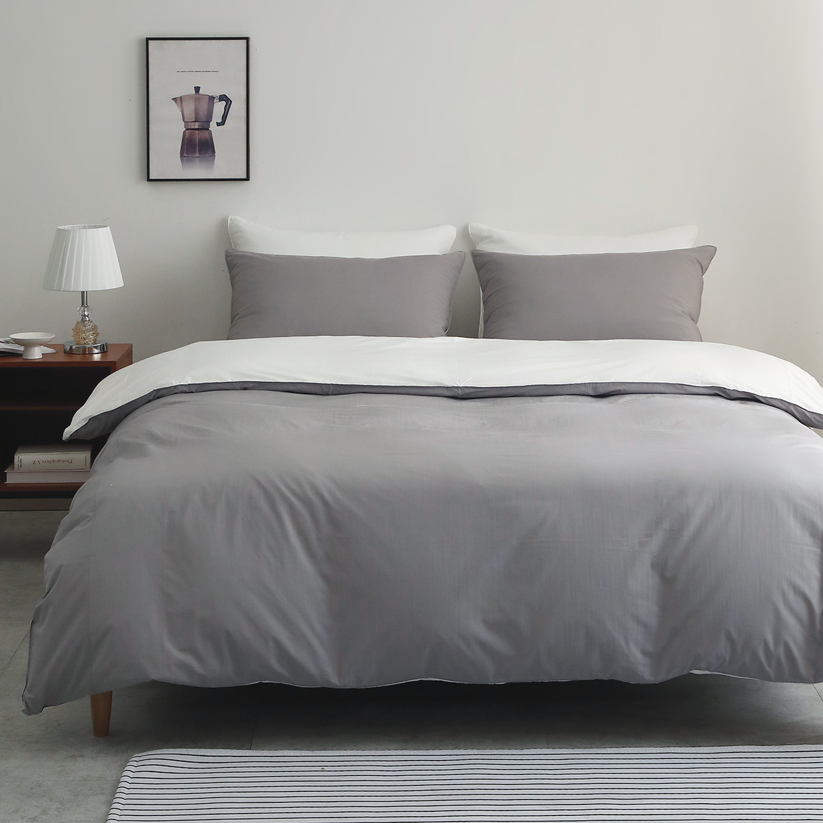 호텔침구 이불세트 코튼 60수 그레이 알러지케어 사계절 라지킹이불 침구세트 K