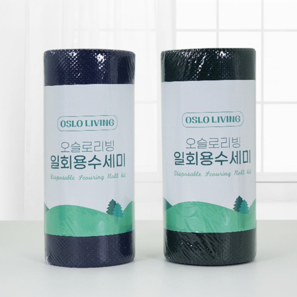 국산 뜯어쓰는 일회용 50매 롤수세미 한장 설거지 물때제거 욕실 화장실 찌든때 청소 1회용