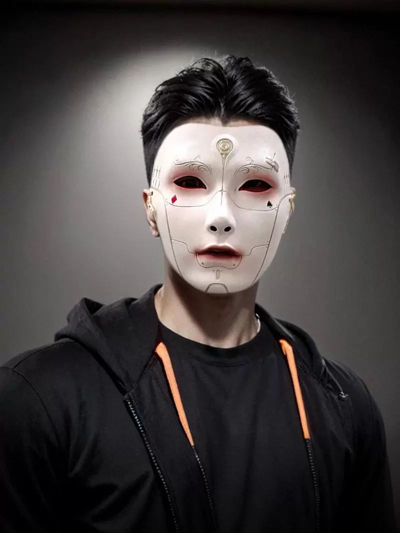 가면 마스크 할로윈 풀페이스 소품 코스프레 파티 남성 퍼포먼스 공연 흑색 - 상세 이미지 2