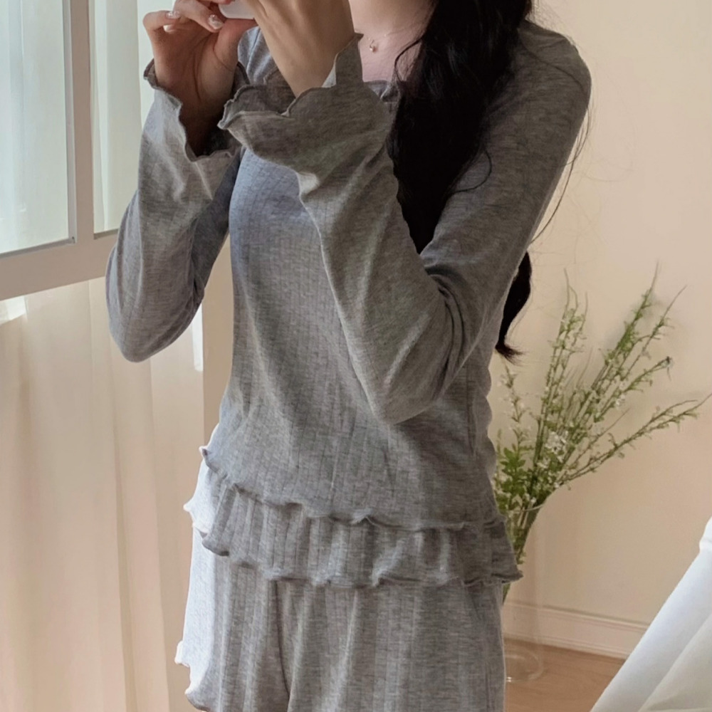 간절기잠옷 가을파자마 공주잠옷 긴팔 반바지 스판 홈웨어 세트 - 상세 이미지 5