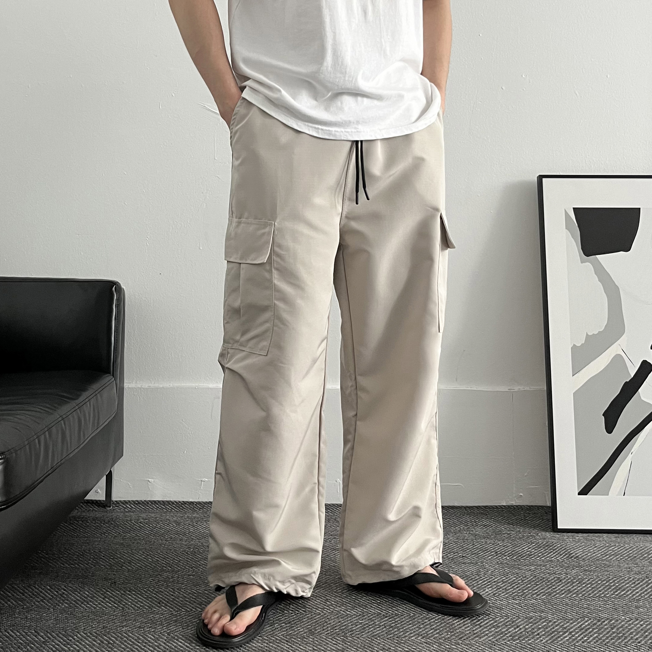 카고팬츠 나일론팬츠 남자와이드팬츠 - 상세 이미지 4