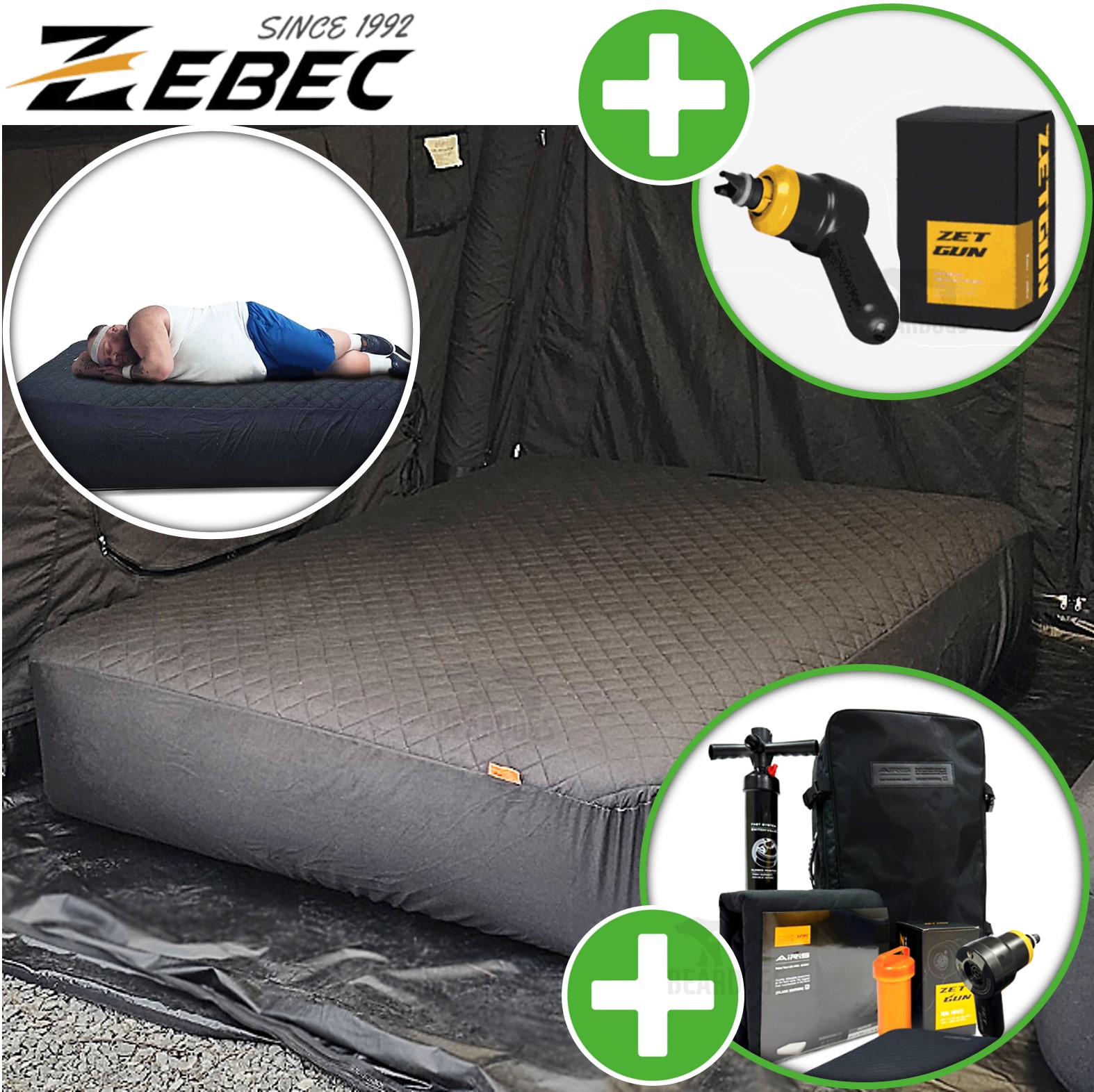 제백 에어리스 퀸 블랙 에디션 무선 에어건포함 에어 매트 더블 침대 40cm