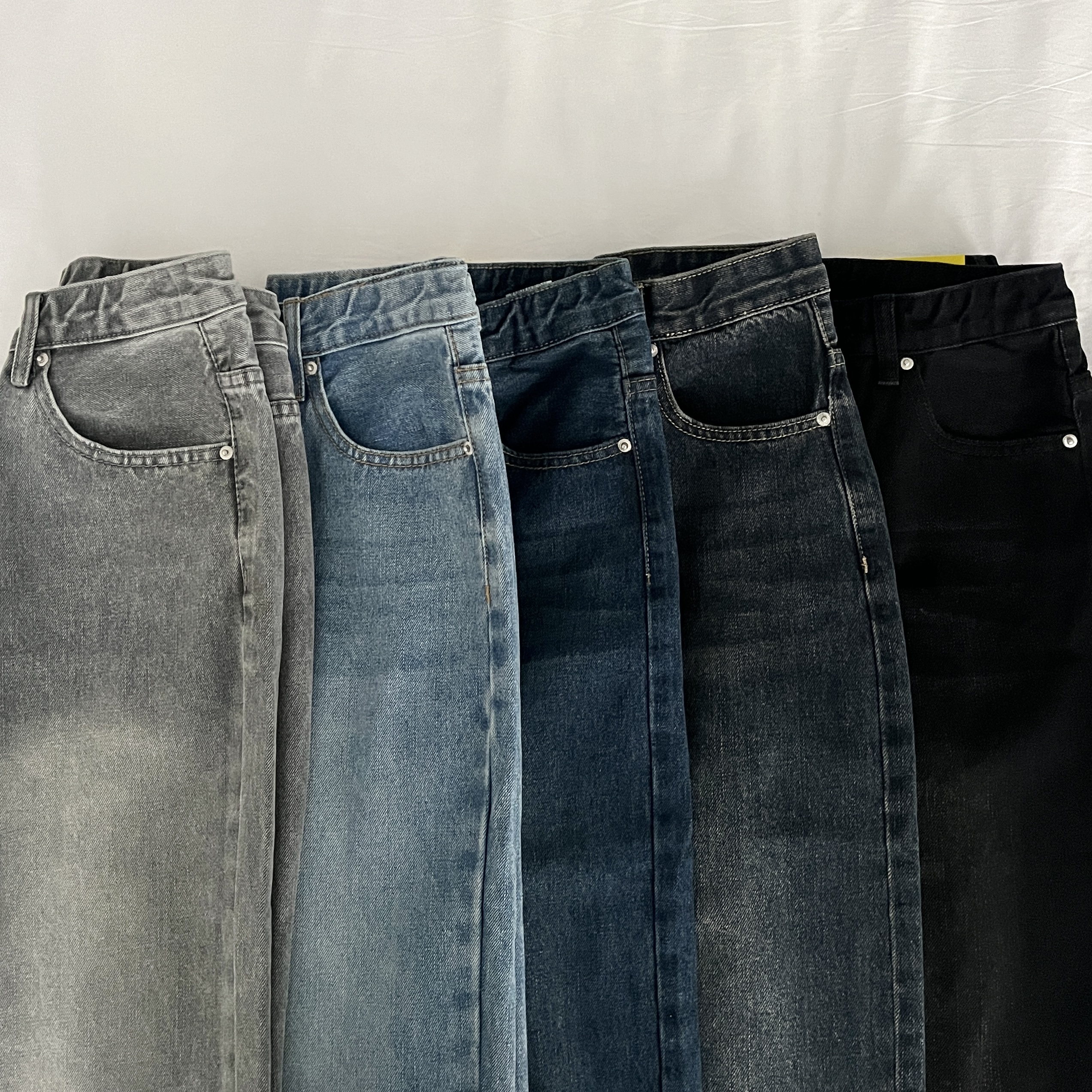 여성 키작녀 기모바지 와이드청바지 세미와이드 데님 연청 바지 그레이지 진청 이미지 4