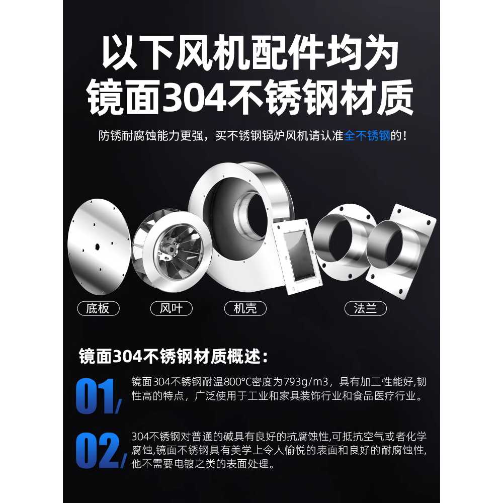 스테인레스 송풍기 올스텐송풍기 소형팬 브로아 모터 60W - 상세 이미지 4