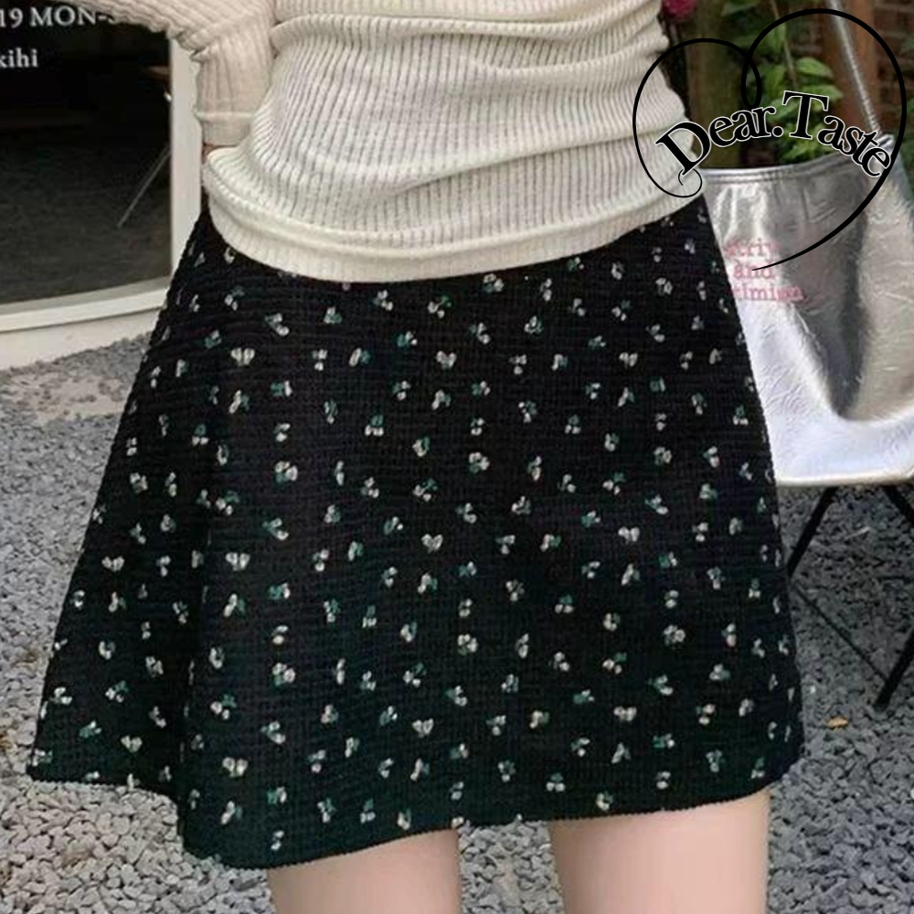 여름 꽃무늬 A라인 스커트 여성 플레어 미니스커트 플리츠 - 메인 이미지