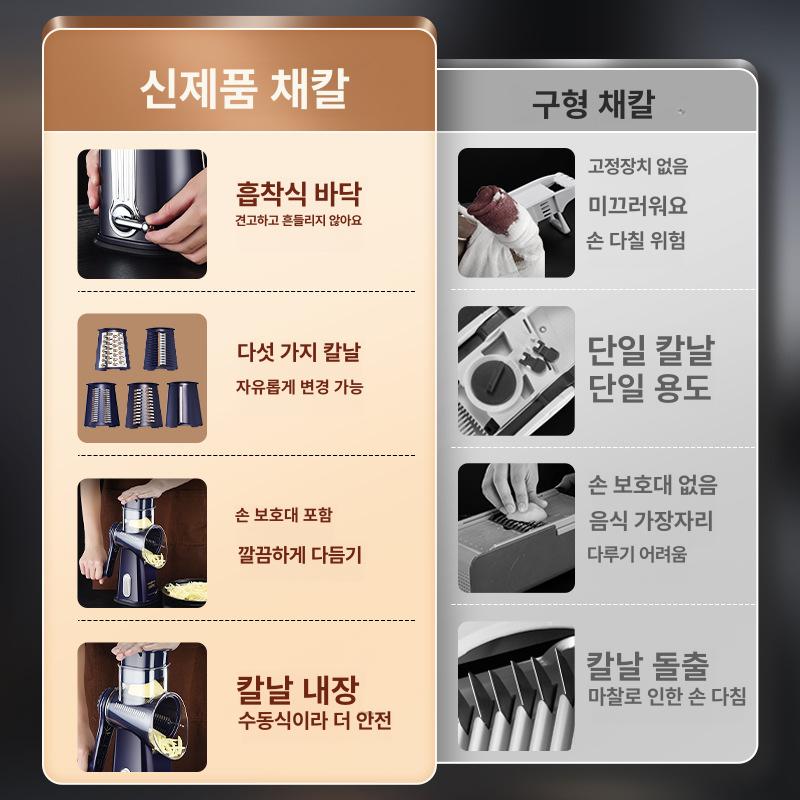 다기능 손잡이 야채 커터 자동 슬라이서 감자 채썰기 슬라이스 회전 양배추 편리한 1.Y형 짙은 녹색 드럼 야채 별 모양 - 상세 이미지 5